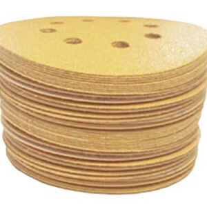 5 Inch x 8 Hole Gold Hook and Loop Grip Multi Grit Sanding Discs (50 Pack, 5