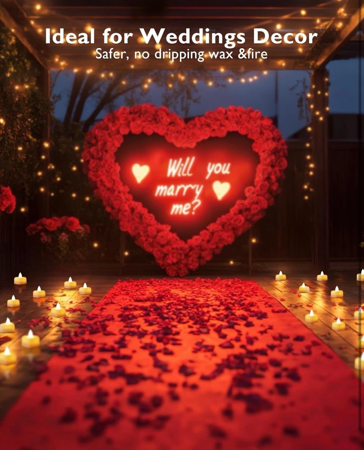 2000pcs Artificial Rose Petals with 24 LED Tea Lights - Image 4