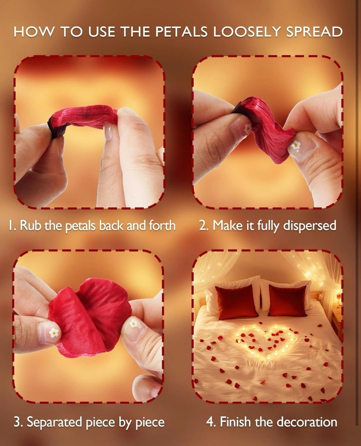 2000pcs Artificial Rose Petals with 24 LED Tea Lights - Image 6